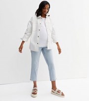 New Look Petite Maternity Pale Blue Over Bump Slim Fit Tori Mom Jeans
